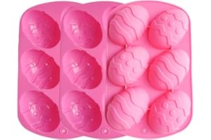 TASHELLS Lot de 3 moules en silicone pour œufs de Pâques, œufs de chocolat, moule en forme d'œuf de dinosaure, moule en silicone pour œufs de Pâques, bonbons, savon, gâteau à mousse - Rose