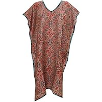 Boho Chic Designs Ladies Pashmina Kaftan Cosy Red Floral Jamavar Design Kimono Dress X-Large