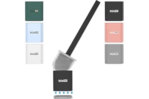 Homeex Silicone Toilet Brush, Toilet Brushes and Holder Deep Cleaner with No-Slip Plastic Handle and Soft Flexible Bristles, Toilet Brushes with holders and Base for Anti-drip (Black)