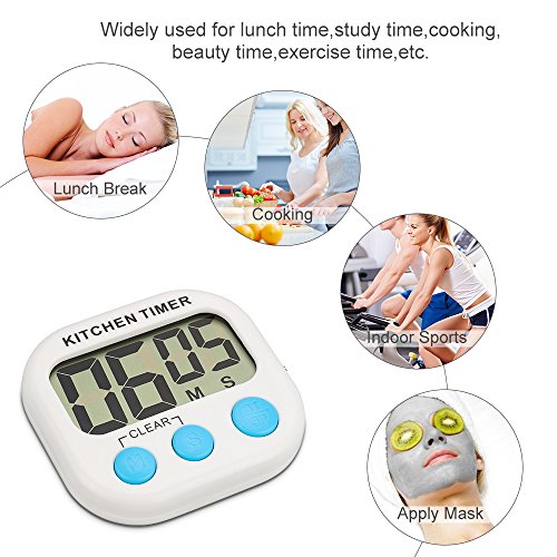 Küchen Timer ,Topist Digitale Küchenuhr/ Elektronischer Timer/Küchentimer/Kochentimer/,Digital Timer mit Großem Bildschirm und Magnet für die Küche zum Kochen, Backen, Spiele, Sport und Büro - 7