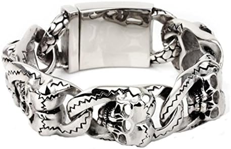 GYJUN Men's Jewelry Double Skull Bracelets Stainless Steel Reggae Bracelet , screen color