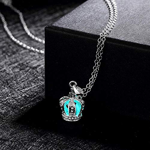 Preisvergleich Produktbild Katylen Necklace Geometrische Unisex-Klassische Zink-Legierungs-Kabel-Ketten-Anhänge... Reihe Openwork Kronen-Leuchtende Halskette, Cyan
