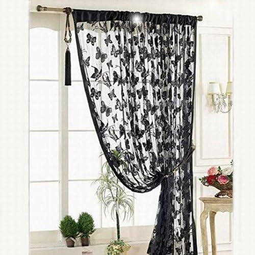 Yistu Curtain,100cm x 200cm Door Window Curtain Room Divider Strip Tassel Butterfly Pattern