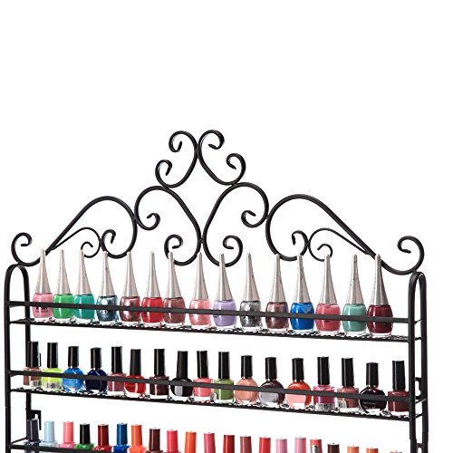 Asvert Sechs Schichten Lagerregal DIY montiert 6 Regal Nail Polish Wall Rack Organizer hält 120 Flaschen Nagellack oder ätherische Öle (Schwarz) - 7