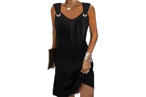 GUCURIN Femmes Col V Robe Tunique Élégant Plage Soirée Fête Cocktail Mini Shirt Robe Casual T-Shirt Mi Longue Décontracté Dress D’été Bandoulière avec Boucle Plage Robe Imprimé Bohème Robe