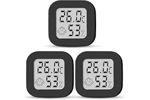 PITASHA Mini Thermomètre Hygromètre, Digital Thermo-HygromèTre Indicateur Précision D'ambiance Moniteur de Température et Humidimètre Intérieur pour serre jardin cave bureau à domicile - 3 pièces (Noir)