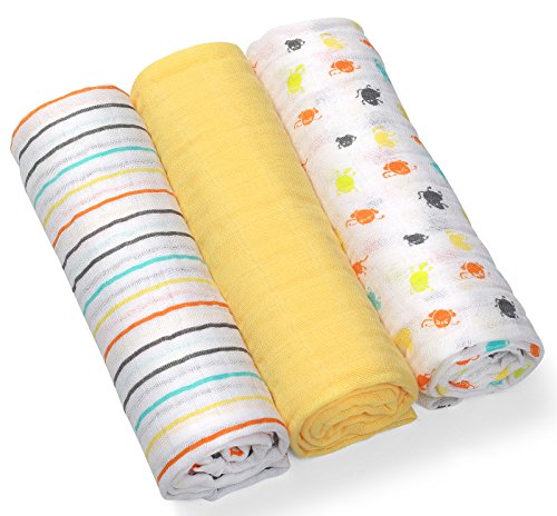 Super Soft Muslin Nappies 70 x 70 cm (Pack of 3) 100% Pure Cotton 7306