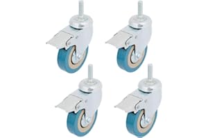 Youngine Ruote girevoli da 4 pezzi Ruote girevoli per impieghi gravosi con freni, Ruote doppie bloccanti per rimorchi industriali, Mobili per la casa, Mobili da ufficio (Stelo M12 a 3 pollici)