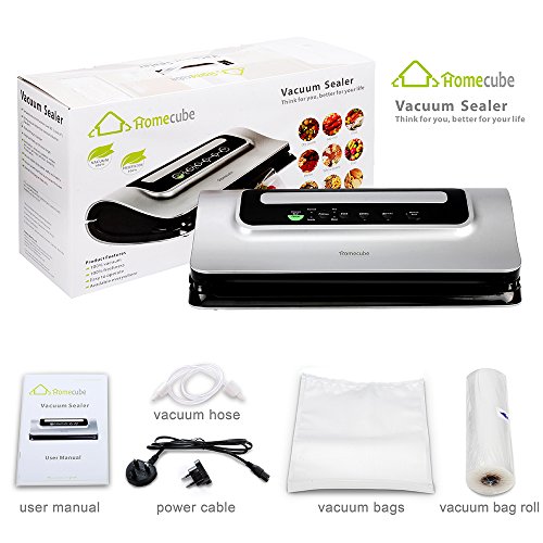 Vakuumierer Vakuumiergerät mit Cutter für Lebensmittel Vakuumregulierung Folienschweißgerät mit LED-Anzeiger und Automatische/Manuelle Pause-Funktion, inkl. Kostenlosen Vakuumbeutel und Vakuumrollen - 7