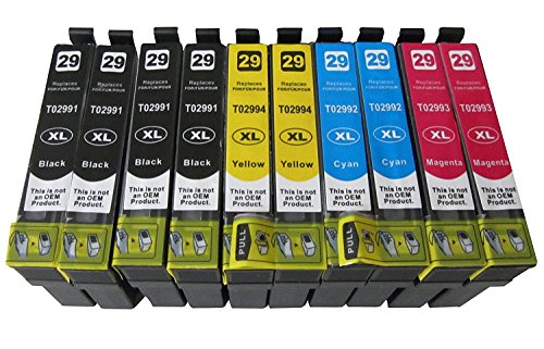 10 komp. XL Druckerpatronen für Epson Expression Home XP 235 245 247 332 335 342 345 432 435 442 445 Epson 29XL ( 4 x schwarz 2 x blau 2 x rot 2 x gelb )