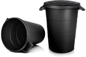 BigDean 2X wetterfeste Universaltonne mit Deckel und 2 stabilen Tragegriffen 80 Liter SCHWARZ - Regentonne Mülleimer - Indoor und Outdoor geeignet - Made in Europe