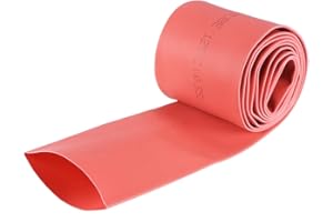 sourcing map Termoretráctil Tubo, 1-3/8"(35mm) Diámetro 57mm Plano Ancho 2:1 Relación Encogible Tubo Cable Manga 1m - Rojo