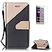 Produktbild CaseHome HUAWEI P9 Lite PU-Leder Etui (mit Frei HD Schirm-Schutz) Stilvoll Elegant Muster Gedruckt Entwurf Stoßfest Rutschfest Schutz Brieftasche Fall Abdeckung Schale Haut Stoßstange Magnetischer Flip Stand-Funktion mit Handschlaufe und Kreditkarten-Steckplätze Passen für HUAWEI P9 Lite-Schwarz und Gold