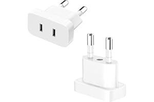 VIEVRE 2 sztuki adapterów z wtyczką UE, adapter US na UE, adapter do gniazd, adapter US na UE, adapter do gniazdka wtykowego UE, adapter wtykowy Japonia, Niemcy, adapter europejski