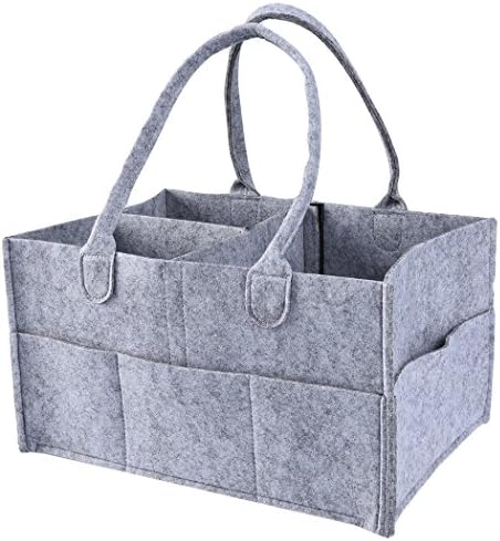 Prtty See Portable Diaper Caddy Practical Nursery Storage Bag Compact Diaper Storage Organizer for Outdoor Use, Grey