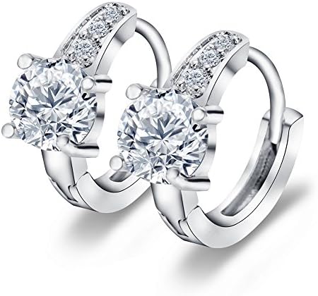 ELEGANCE PARISIENNE | Stylish Hoop-Earrings Flower | 18k White-Gold-Plated | For Women Girls Children Teenager Glitter Shiny Rhinestone Gift Present