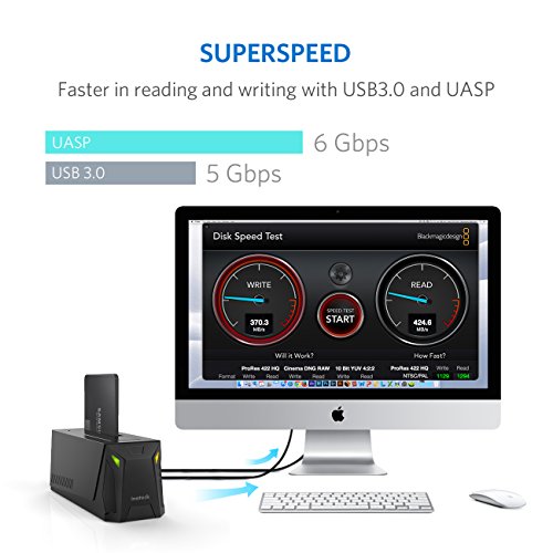 Inateck USB 3.0 zu SATA Festplatten-Dockingstation für 2,5″ und 3,5″ SATA I/II/III HDD und SSD, Unterstützt UASP und 8TB Laufwerke, Gaming Style, Schwarz (FD1008) - 4