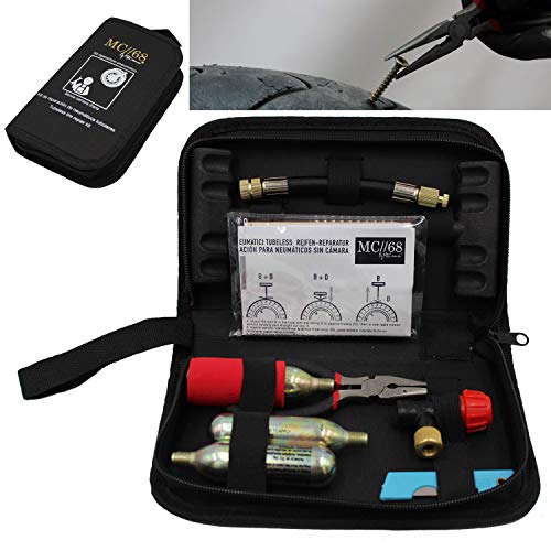 Kit Riparazione Pneumatici Tubeless Con Pistola E Tappi A Fungo – Per Auto, Moto, Bici, Camion