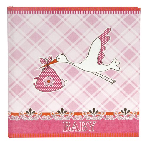 Goldbuch 15082 Babyalbum Storch rosa, 30 x 31 cm, 64 Seiten mit Pergamin