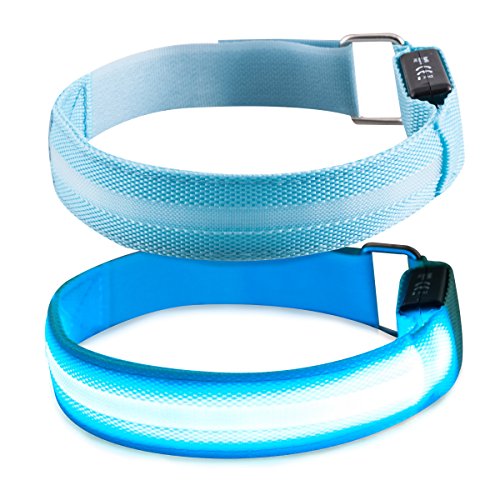 kwmobile 2x LED Leucht Armband / XL Sicherheitsband / für Joggen Sport Fahrrad / Leuchtband in blau / Hundehalsband Blinklicht / verschiedene Farben erhältlich - 2
