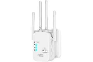 GENÉRICO 1200Mbps Repetidor WiFi,WiFi Extender Amplificador señal WiFi,Repetidor Wi Fi Largo Alcance,4 Antenas,2 Puertos LAN,Cobertura Total de 360°,Cobertura de hasta 9800m³ Casa Y Oficinas (300M)