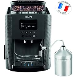 Krups YY4081FD Machine à Café Automatique avec Broyeur à Grains Expresso avec Mousseur à Lait Pot Inox Cafetière Café Grains Pression 15 Bars Thermoblock Cappuccino Espresso Noir