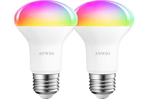 ANWIO E27 Lampadine Riflettore Smart, Lampada WiFi 8.5W Smart Home, Lampadina Dimmerabile Multicolore WiFi 806LM, Controllo App Compatibile con Alexa Echo, Google Home, Pacco da 2 Unità