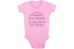 Clickink Body bebé Mamá, estás despedida. Ya está aquí la tía. Regalo bebé. Regalos para bebés. Regalo tía. Regalo divertido. Regalo original. Body bebé algodón. Manga corta.