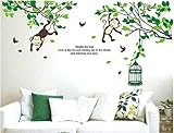Rainbow Fox Affe Klettern am Baum Wandtattoo Wandaufkleber für Baby-Kinderzimmer