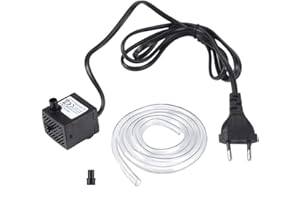 WANLIAN Pompa Submersible, mini pompa ad acqua ultra silenziosa, mini motore ad acqua con 2 ugello, 2 ventose e tubo flessibile da 50cm per acquari, fountains, spout, serbatoi di pesca, sicurezza, 3W (UE)