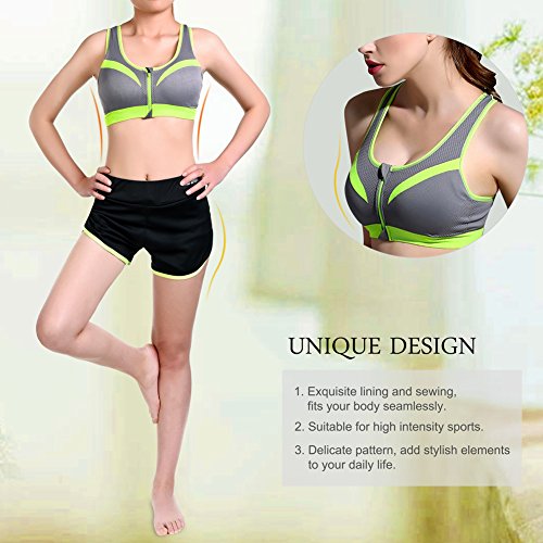 Vbiger Sport BH Yoga BH Sports Bra Damen Kurze Jogginghose Kurz Sporthose Damen Sport Bustier ohne Bügel - 7