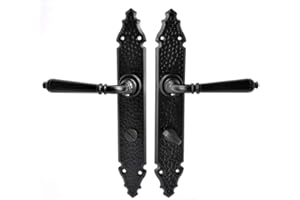 ALSTEN TECH Türgriff Türbeschlag Set Drückergarnitur für Badezimmer 72 WC Schwarz Matt Langschildgarnitur für Innentüren Zimmertüren Türklinke BB PZ