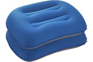 Idocolors Almohadas de Camping Hinchable Ultraligera Set de 2 Cojines de Playa Compacto y Portátil Almohadas para Viajes y Senderismo, Azules