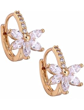 Yazilind Schmuck Charming Glatte 18K Gold überzogen Blume Design Inlay glänzend Rund Oval Clear Crystal Kleine...