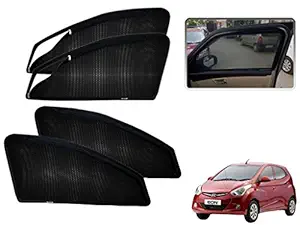 Kozdiko Zipper Magnetic Car Sunshades Curtain Set of 4 Pcs Black Color for Hyundai Eon