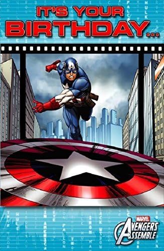 Kids Birthday Card 3D - Avengers Captain America Birthday Card 3D, 3D Moving Card, Ideal Gift Card for Kids - Marvel