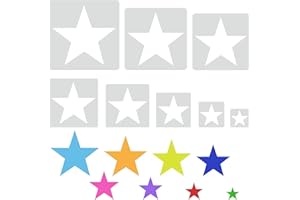 Gjinxi Large Star Shaped Stencil 8 Pcs Different Sizes Template Spraying Pattern Stencil Reusable Drawing Lettering Aids Set Writing Supplies for Painting Wall Flags Making DIY Craft Paper