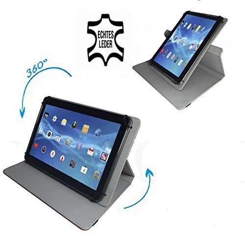 Echt Ledertasche Case für Lenovo ideapad MIIX 310-10ICR 10.1″ Tablet Schutz Hülle Etui + Touch Pen – 10.1 Zoll Leder Braun 360° - 2