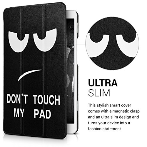 kwmobile Hülle für Huawei MediaPad M3 8.4 – Smart Cover Case Tablet Schutzhülle Kunstleder – Ultra Slim Tabletcase Don’t touch my Pad Design Weiß Schwarz - 2