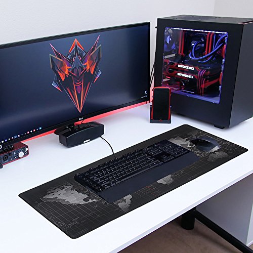 Benvo Gaming Mouse XXL Alfombrilla para rat  n de oficina Alfombrilla de rat  n grande  900 x 400 x 3 mm  deslizamiento   ptimo  fondo antideslizante de goma  borde cosido  Alfombrilla de rat  n con motivo de mapa mundial para oficina y juego de teclado y rat  n