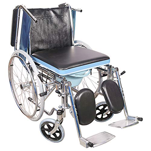 Wheelchair with Commode, Detachable & elevating leg-rest
