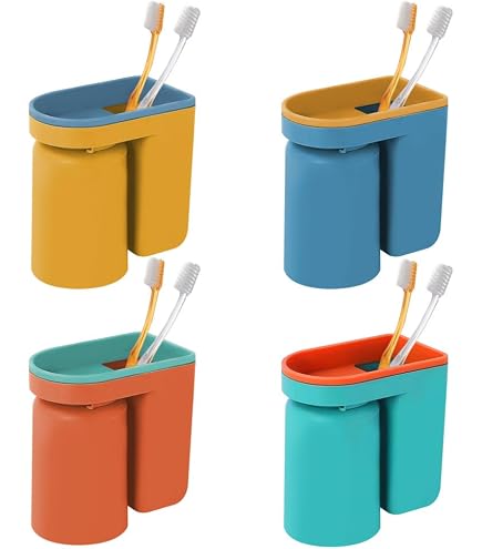 Set 3 Portaspazzolini Da Parete Magnetici Con Tazza – Rosso, Blu, Verde, Adesivi Senza Fori