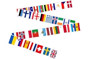 PANDIUI23 Bandera 37 países Eurovisión 2025, guirnalda 37 países de Eurovisión, banderines 37 países de Eurovisión, bandera Nacional Banderas