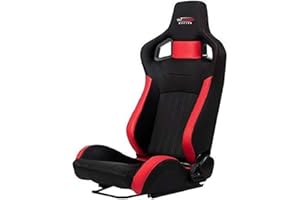 GT Omega RS6 Racing Seat + Seat Sliders - Fully Reclinable Seat for Gaming Consoles & Racing Simulation Cockpits - PVC Leather Sports Style Seats with Sliders