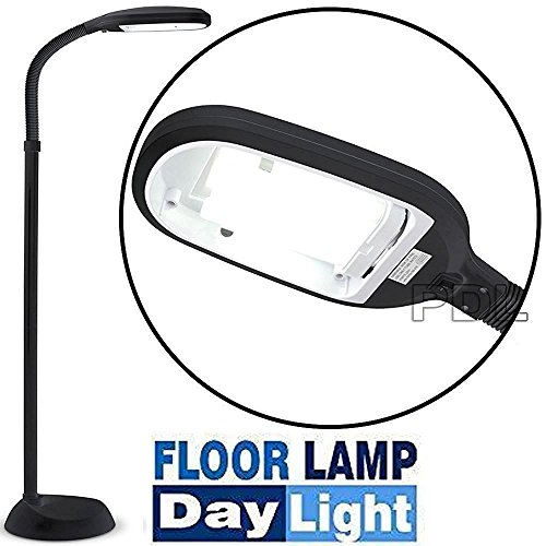 Floor Standing Daylight LED Reading Hobby Work Craft SAD Standard Lamp Light New (Black)