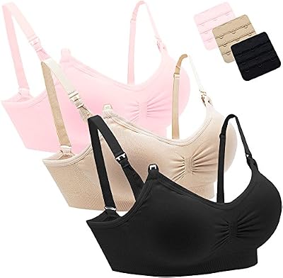AMOURRI Soutien-gorge de maternité sans couture pour femmes allaitant avec rallonges de soutien-gorge inclues (Lot de 2 / Lot de 3)