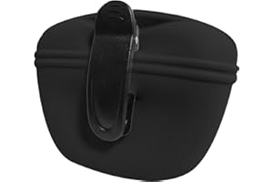 ANTUREBAY Treat Bag for Dogs, Silicone Dog Treat Bag for Dog Training, Food Bag Dogs Portable Treat Bag with Magnetic Closure and Waist Clip (Black)