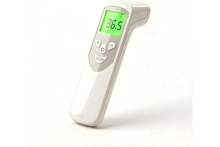 BESTEK Fever Thermometer, Non-Contact Infrared Thermometer for Adults and Children, Digital Front Baby Thermometer with Instant Reading (1s) | Memory Recall | Optimized LCD Display