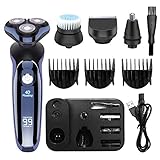 2. Sistema de multiprecisión ---- Las maquinillas de afeitadora electrica hombre con soportes flotantes 4D y la maquinilla de afeitar flotante independiente con cuchillas de corte especialmente diseñadas siguen cada curva de la cara y el cuello para un afeitado suave y cercano.