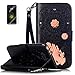Produktbild ISENPENK LG G5/H850(2016) Flip Case mit Panzerglas/Schutzfolie,Original Flip Bookstyle Cover Wasserdicht Shockproof Anti Slip Protection Leather Case,Campanula Print Muster und Blumen Ornament Pattern Wallet Case mit Intern Karte Schlitz,Anti-Sturz Stoßfest Stoßdämpfend Triangle Hemming Wallet Tasche,Magnetic Closure Schutzhülle mit Standfunktion und Handy Gürtel für LG G5/H850(2016) 5.3Zoll-[schwarz]+Panzerglas Folie/Schutzfolie/Displayschutzfolie